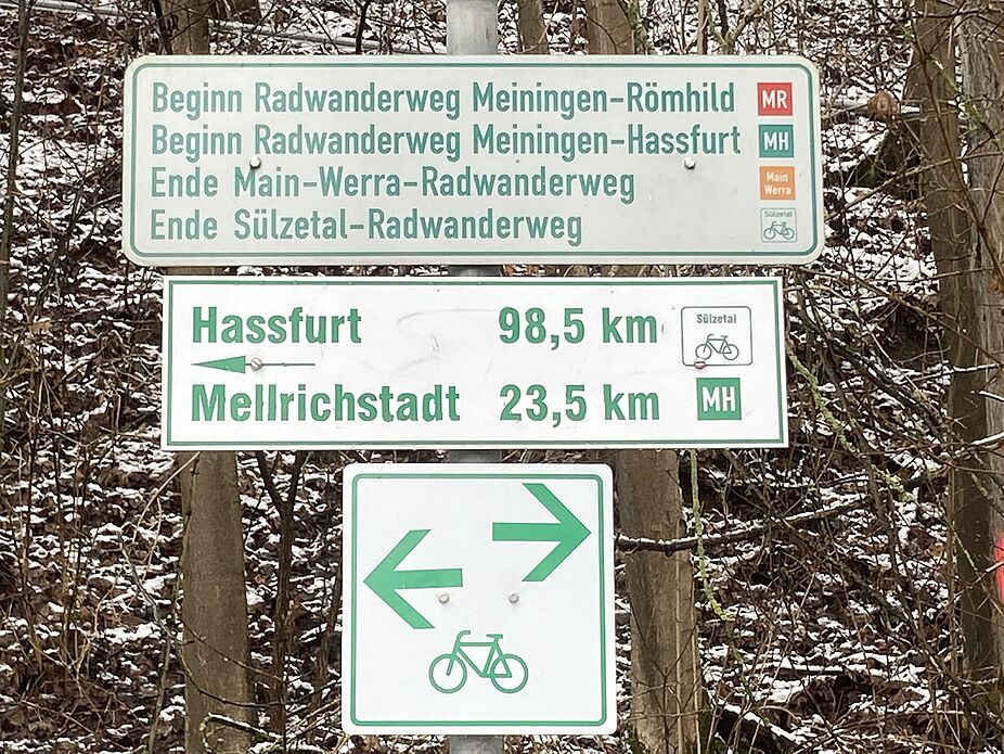 Meiningen Ende des Sülzetal-Radweges In Meiningen an der sog. Bogenbrücke u. a. Ende des Sülzetalradweges