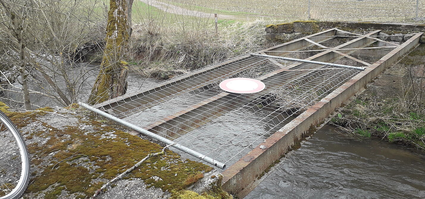 Brücke über die Schönau vor dem Wiederaufbau