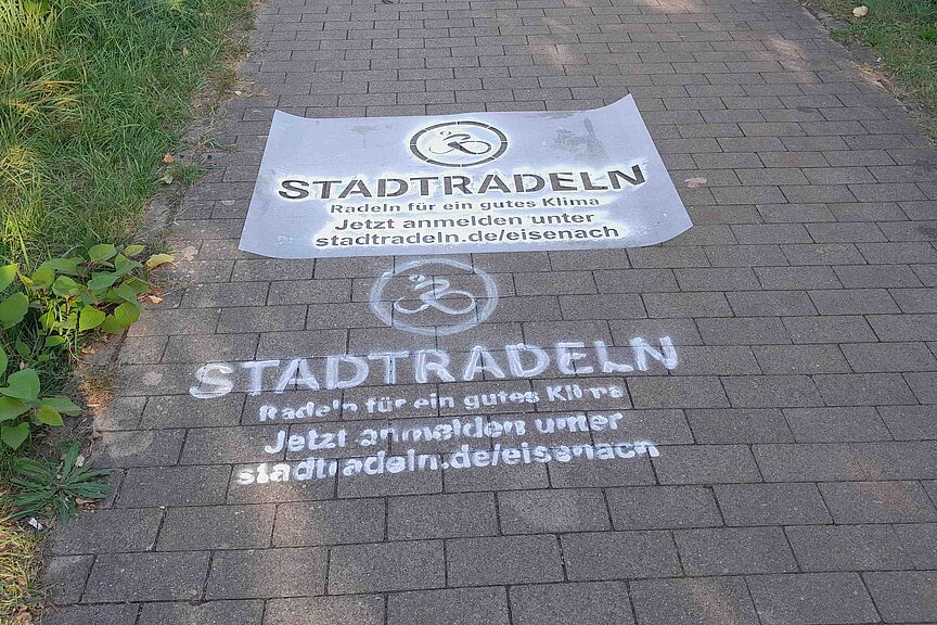 Stadtradeln in Eisenach Radweg mit Stadtradelwerbung